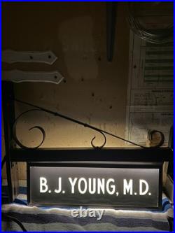 Vintage 1940's Doubled-Sided Glass Lighted Doctor Sign