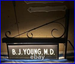 Vintage 1940's Doubled-Sided Glass Lighted Doctor Sign