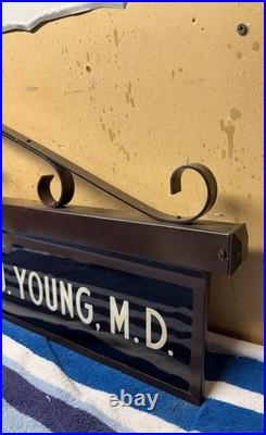 Vintage 1940's Doubled-Sided Glass Lighted Doctor Sign