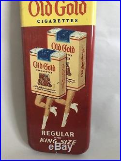Vintage 1940's Old Gold Cigarettes Tobacco Gas Oil Embossed Metal Door Push Sign