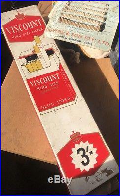 Vintage 1940s 50s Viscount Cigarette Dispenser Shop Advertising Antique Tin Sign