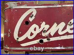 Vintage 1940s Barn Find Red & White Corner Cafe Neon Outdoor Business Sign