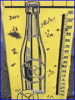 Vintage 1940s Dr. Pepper When Thirsty Advertising Thermometer Sign 10 2 4