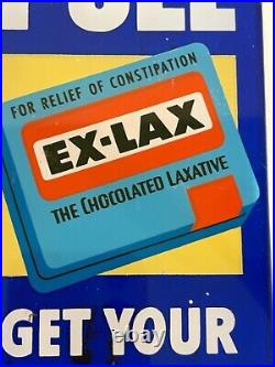 Vintage 1940s Ex Lax Chocolated Laxative Advertising Door Pull Push Sign RARE Vintage 1940s Ex Lax Chocolated Laxative Advertising Door Pull Push Sign RARE