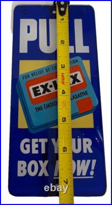 Vintage 1940s Ex Lax Chocolated Laxative Advertising Door Pull Push Sign RARE Vintage 1940s Ex Lax Chocolated Laxative Advertising Door Pull Push Sign RARE