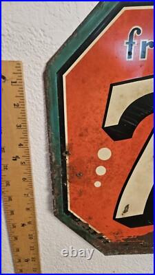 Vintage 1940s Rare 14 Octagon 7up Sign! Fresh Up 7up Likes You Rare. Original