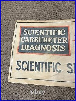 Vintage 1940s Sun Diagnostics Engine Tune-Up Advertising Cloth Banner Sign
