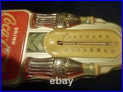 Vintage 1941 Coca -Cola Original double bottle tin thermometer sign Great Shape