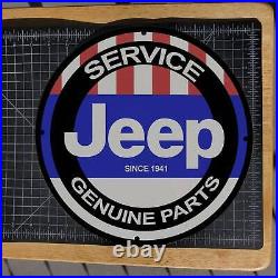 Vintage 1941 Jeep Service Genuine Parts Accessories Porcelain Gas & Oil Sign