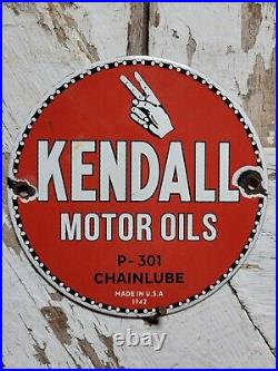 Vintage 1942 Kendall Porcelain Sign Chainlube Automobile Motor Oil Petroliana 6