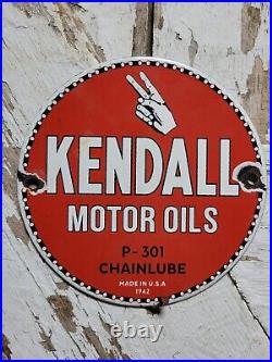 Vintage 1942 Kendall Porcelain Sign Chainlube Automobile Motor Oil Petroliana 6