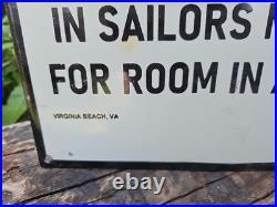 Vintage 1942 Sailor Porcelain Sign Old Hotel Virginia Beach Street Girls Brothel Vintage 1942 Sailor Porcelain Sign Old Hotel Virginia Beach Street Girls Brothel