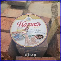 Vintage 1943 Hamm's Beer Porcelain Gas Oil 4.5 Sign