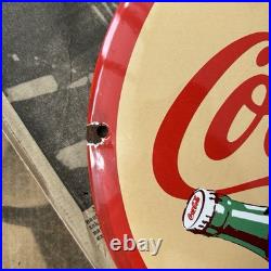 Vintage 1947 Coca Cola Betty Boop 12 Inch Convex Porcelain Enamel Sign