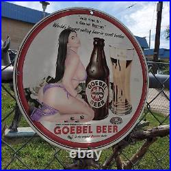 Vintage 1948 Goebel Bantam Beer Brewing Company Porcelain Gas & Oil Pump Sign