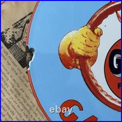 Vintage 1948 Gulf Fuel Oil Dealer Gasoline 12 Inch Porcelain Enamel Sign