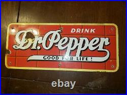 Vintage 1948 Porcelain Dr Pepper Advertising Sign 20x8.5 Mcmath-Axilrod