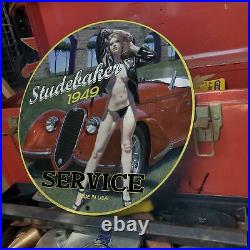 Vintage 1949 Studebaker Automobile Manufacturer Service Porcelain Gas-Oil Sign