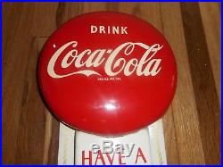 Vintage 1950-60s COCA COLA COKE Advertising Calendar Holder Button Soda SIGN