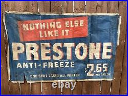Vintage 1950-60s Original Eveready Prestone Anti-Freeze Cloth Banner, BARN FIND
