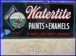 Vintage 1950 Watertite Paint Embossed Sign Antique Old Store Hardware 9534