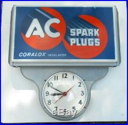 Vintage 1950's AC Spark Plug Clock Sign Lighted Anitque Automobile Truck Boat