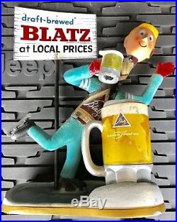 Vintage 1950's Blatz Beer Sign, Statue, Ice Skater Guy, USA Advertising, NR
