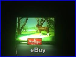 Vintage 1950's Budweiser Beer Clydesdale Lighted Sign 14 X 20 Advertising Gas