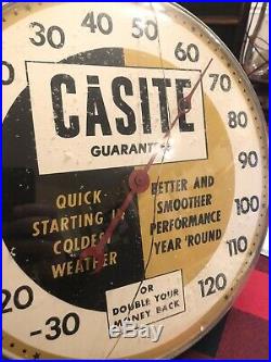 Vintage 1950's Casite Motor Oil Gas Station 12 Metal Thermometer Signworks