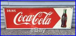 Vintage 1950's Coca Cola Advertising Tin Metal Sign 54 by 18