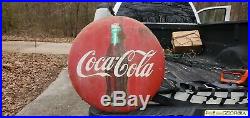 Vintage 1950's Coca Cola Soda Pop Gas Station 24 Porcelain Metal Button Sign