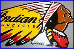 Vintage 1950's Double Sided Indian Motorcycle Die Cut Porcelain Dealer Sign