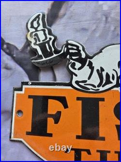 Vintage 1950's Fisk Tires Boy Porcelain Sign