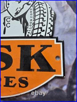 Vintage 1950's Fisk Tires Boy Porcelain Sign