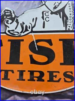 Vintage 1950's Fisk Tires Boy Porcelain Sign