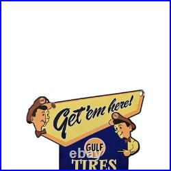 Vintage 1950's Gulf Tires Porcelain Sign 12 X 12