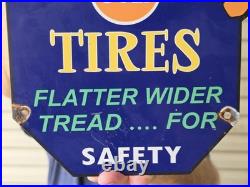 Vintage 1950's Gulf Tires Porcelain Sign 12 X 12