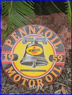 Vintage 1950's Pennzoil Motor Oil Gasoline Porcelain Sign 12