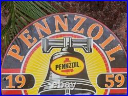 Vintage 1950's Pennzoil Motor Oil Gasoline Porcelain Sign 12