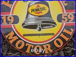 Vintage 1950's Pennzoil Motor Oil Gasoline Porcelain Sign 12