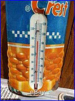 Vintage 1950's SUN CREST Tin Thermometer Bottle Sign ROBERTSON USA Original