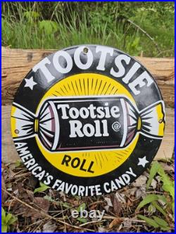 Vintage 1950's Tootsie Roll Candy Porcelain Sign America's Favorite Candy Vintage 1950's Tootsie Roll Candy Porcelain Sign America's Favorite Candy