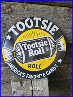 Vintage 1950's Tootsie Roll Candy Porcelain Sign America's Favorite Candy 12 Vintage 1950's Tootsie Roll Candy Porcelain Sign America's Favorite Candy 12