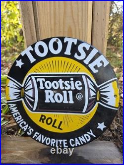 Vintage 1950's Tootsie Roll Candy Porcelain Sign America's Favorite Candy 12 Vintage 1950's Tootsie Roll Candy Porcelain Sign America's Favorite Candy 12
