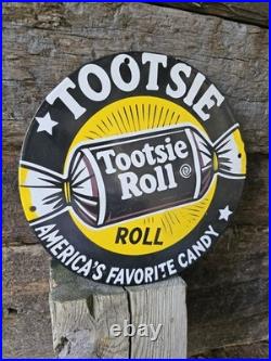 Vintage 1950's Tootsie Roll Candy Porcelain Sign America's Favorite Candy 12 Vintage 1950's Tootsie Roll Candy Porcelain Sign America's Favorite Candy 12