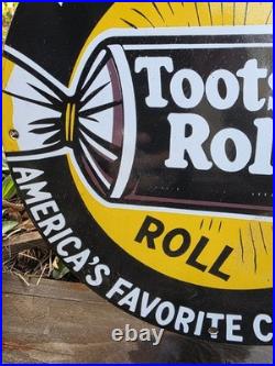 Vintage 1950's Tootsie Roll Candy Porcelain Sign America's Favorite Candy 12 Vintage 1950's Tootsie Roll Candy Porcelain Sign America's Favorite Candy 12
