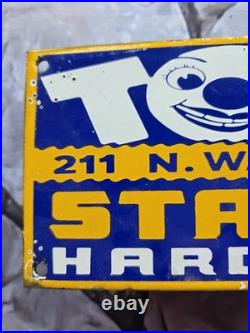 Vintage 1950's Toys Porcelain Sign Stahl's Hardware 10×5