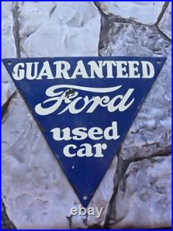 Vintage 1950's Used Cars Porcelain Sign 11.5 Triangle