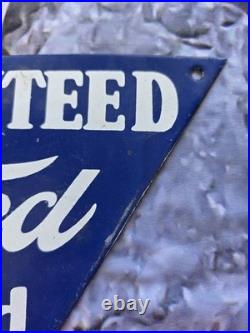 Vintage 1950's Used Cars Porcelain Sign 11.5 Triangle Vintage 1950's Used Cars Porcelain Sign 11.5 Triangle