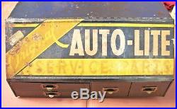 Vintage 1950s 60s Autolite Service Parts Gas Oil Dealer Counter Top Cabinet Sign